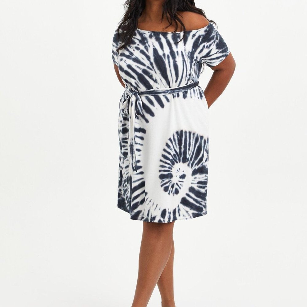 Torrid Mini French Terry Off-Shoulder Tee Shirt Dress